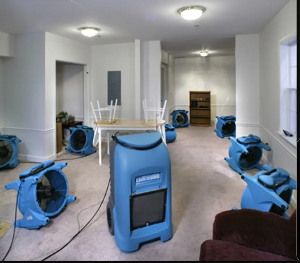 Air movers and dehumidifier setup for Water Extraction & Removal in Shawnee