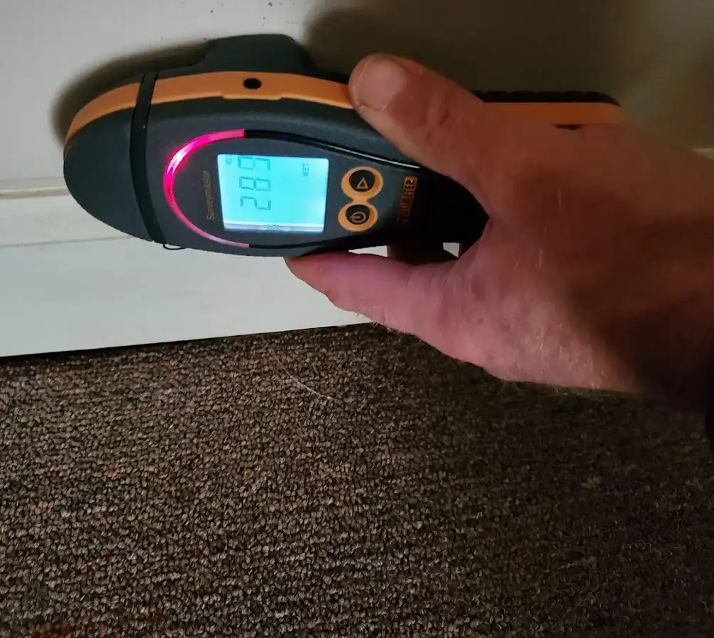 Moisture detection at baseboard during Mold Inspection & Testing in Shawnee
